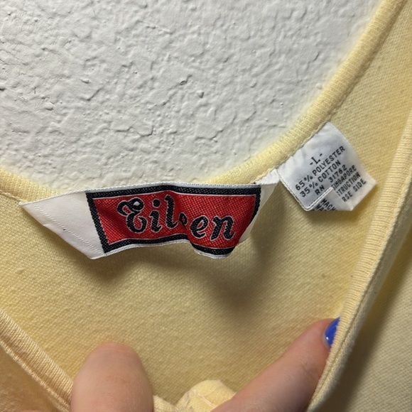 VINTAGE Butter Yellow Drop Waist Button Pockets Dress large - Picture 3 of 7